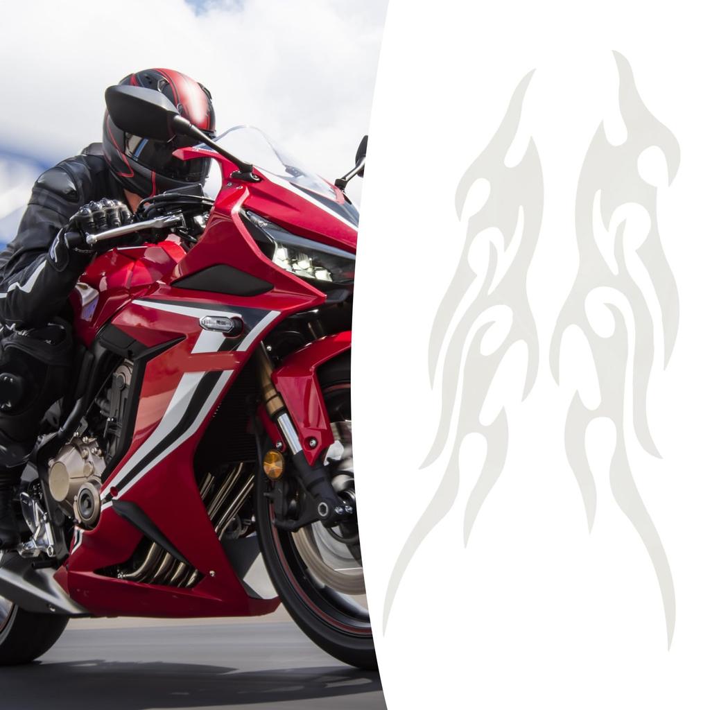 Motorcycle Stickers - Flame Decals | Set of 2 Waterproof Emblems for Motorcycle, Scooter, Snowmo, Luggage, Skateboard, Truck
