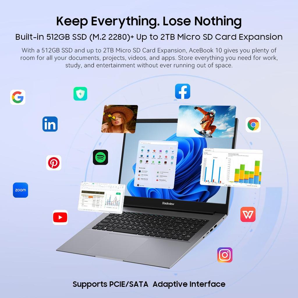 Blackview AceBook 10 18.5" Laptop Intel Pentium Silver N6000 16GB DDR4+512GB SSD Windows 11 Pro Notebook Computer Full-Featured USB-C WiFi 6