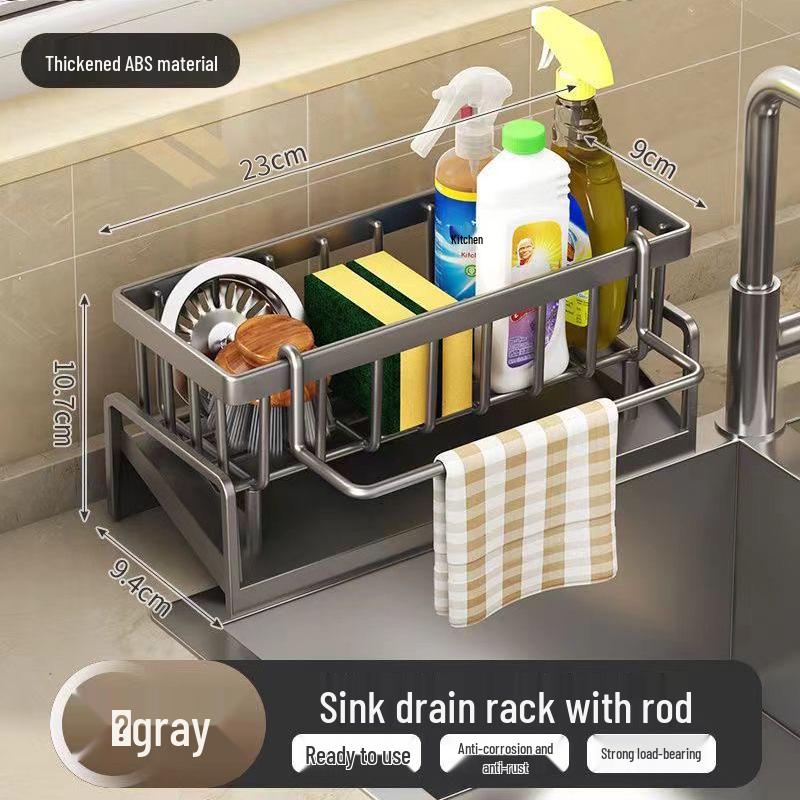 Kitchen Sink Storage Rack: Soap, Sponge, Drainer & Dishcloth Holder