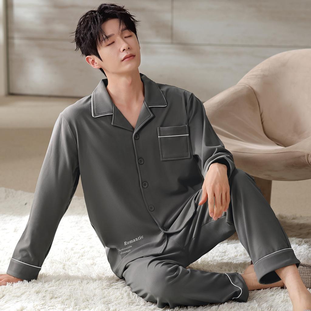 German Velvet Pajamas Men'S Autumn And Winter Thin Velvet Long Sleeves Can Be Worn Outside Large Size Thermal Loungewear Suit