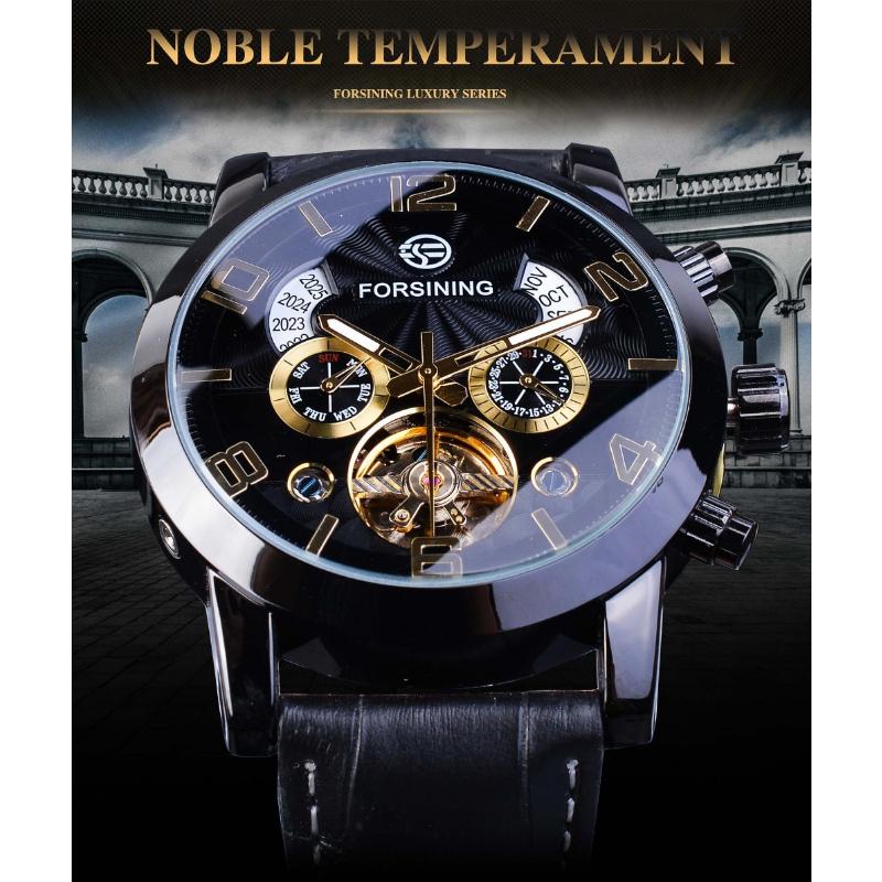 Forsining Men Fashion Casual Dial Tourbillon Mechanical Watch