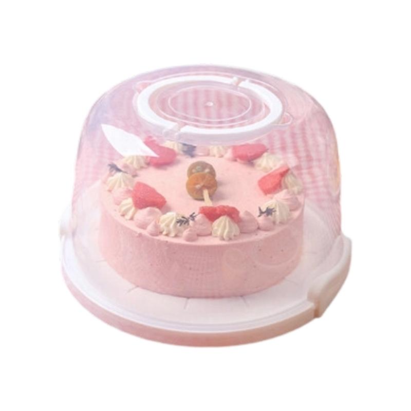 

Plastic Dessert Box With Carrying Handle Storage Container with Cover For Cakes Cookie And Snacks