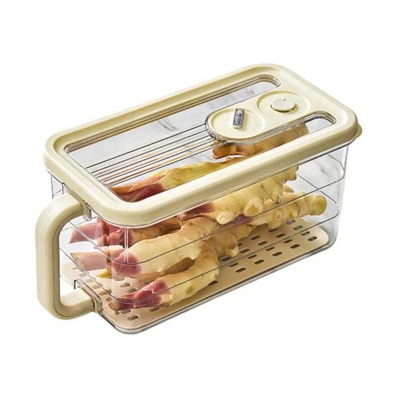 Transparent Food Storage Conntainer Detachable Handle Stackable Portable Bread Vegetables Box For Home Use