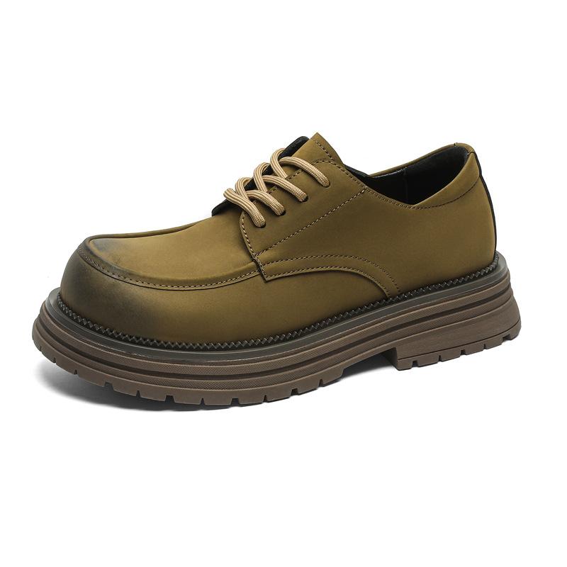 New loafers 24 years old spring fashion versatile round head light mouth thick heel lace-up British style men's shoes 44316-J