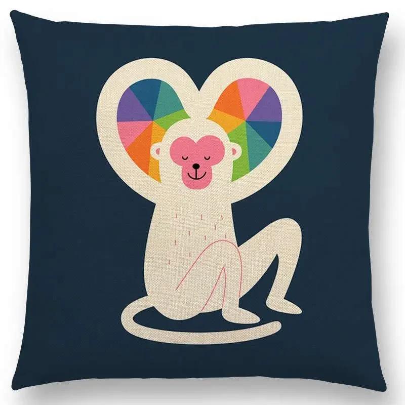 Latest Cartoon Animals Interesting Deer Panda Sheep Bulldog Chameleon Colourful Cushion Cover Car Sofa Throw Pillow Case