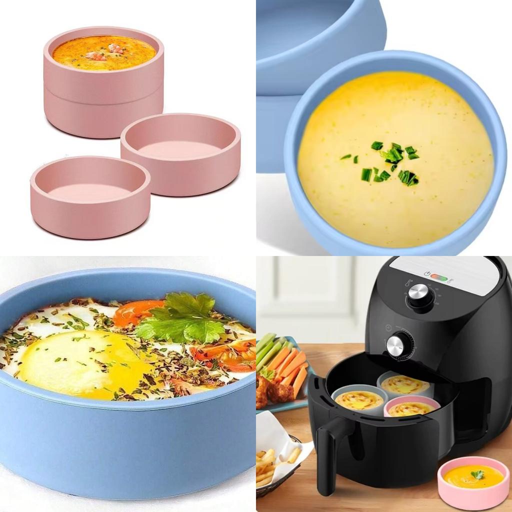 Ångkokt Äggskål Air Fryer Äggformar Silikon Mini Kaka Sandwich Frukost Bakplåt För Fest Hemugn Mikrovågsugn Matlagningsverktyg