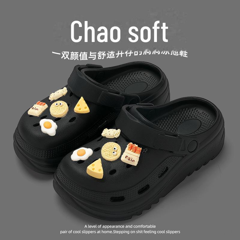 Damskor 2024 Sommartofflor med tjock sula: Inomhus, Utomhus, Strand, Baotou-stil