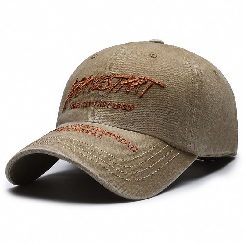 Unisex Distressed Embroidered Cotton Baseball Cap with Soft Brim for Sun Protection