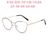 Black Gold Frame Cat Eye Nearsighted Glasses For Women Blue Light Blocking Student Prescription Spectacles 0 -0.5 -0.75 To -6.0