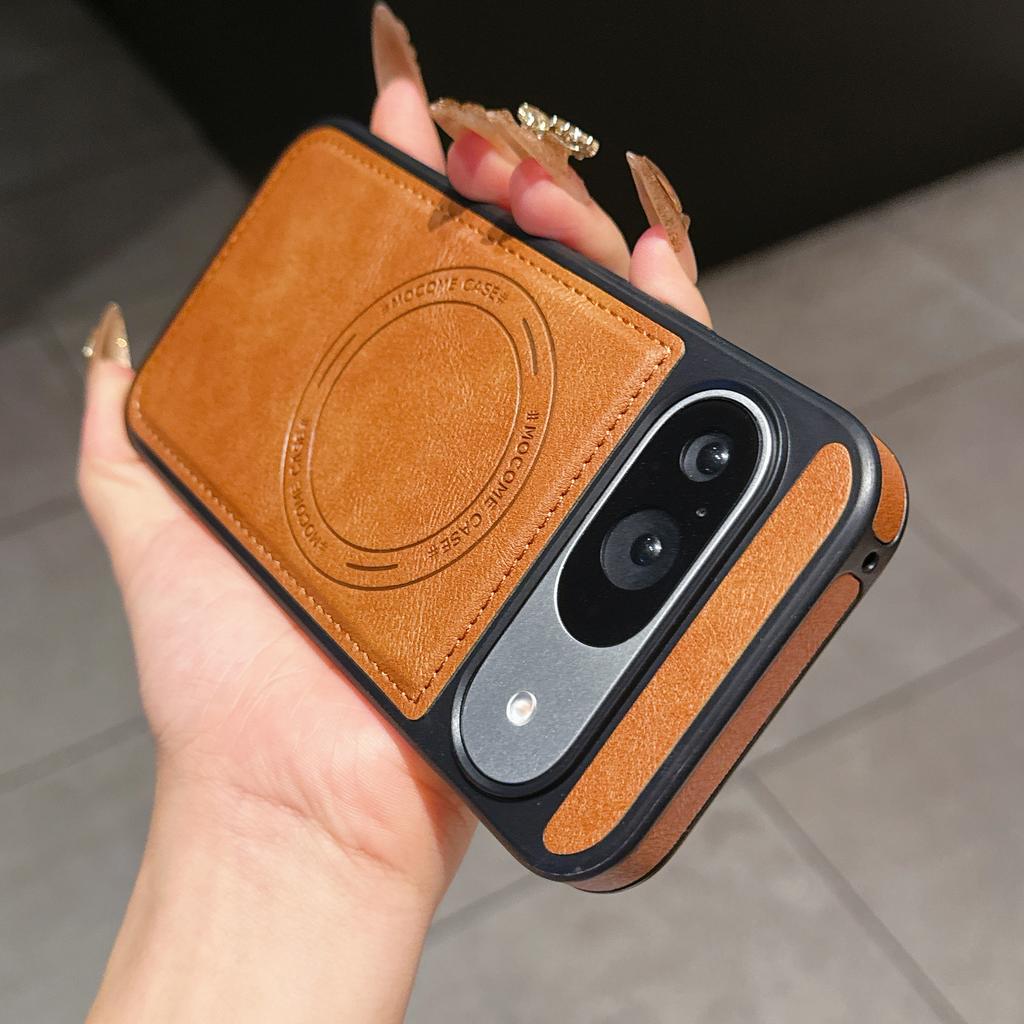 Vintage PU Leather Matte Shockproof Case for Magsafe for Google Pixel 8 9 9A 10 Pro XL Magnetic Bumper Armor Soft Business Cover