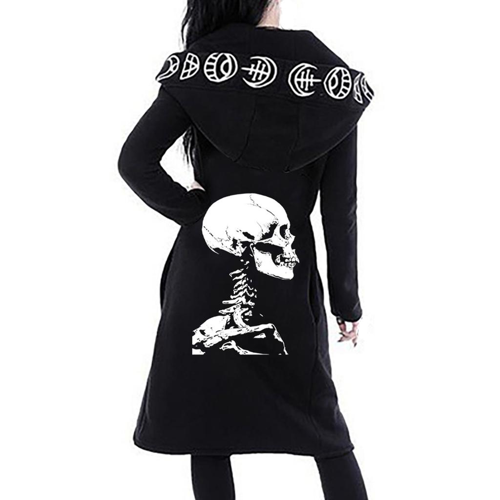 Sweat-shirt gothique Vintage pour femmes, manches longues, grande taille, manteau Cardigan à capuche