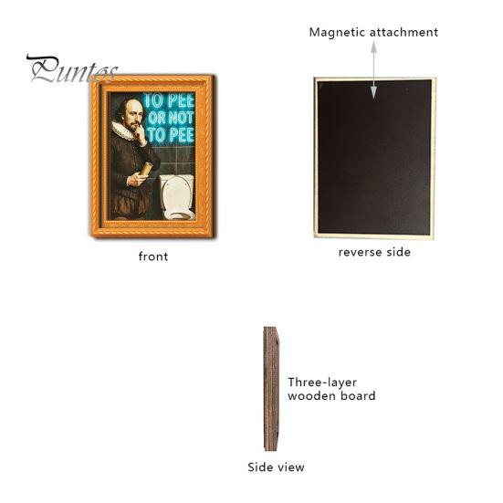 Housewarming Gifts for Art Lovers Funny Small Wooden Fridge Magnet Picture Frame, Vintage Oil Painting Pattern Soft Magnetic Display Refrigerator