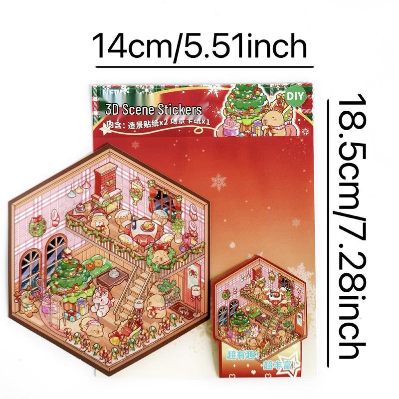 Handmade 3D Layered Children's Scenery Stickers for Bullet Journals