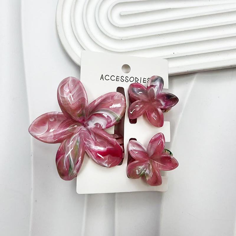 3Pcs Colorful Gradient Color Flower Hair Claws Sweet Barrettes  Shark Clip For Women Girls Beach Hair Accessories Gifts