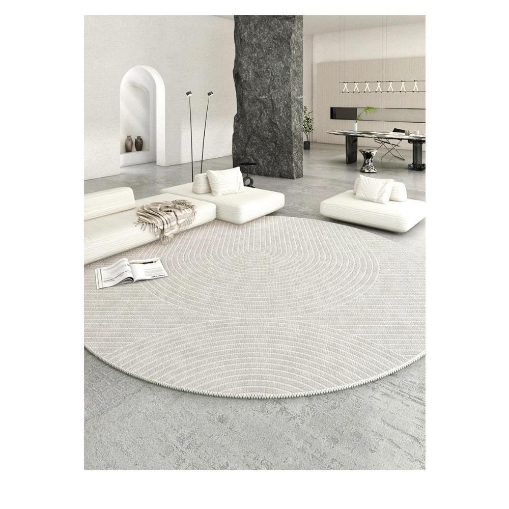Fluffy Soft Round Lounge Rug Modern Simple Living Room Decoration Striped Carpet Home Anti-slip Mat Thicken Rugs for Bedroom