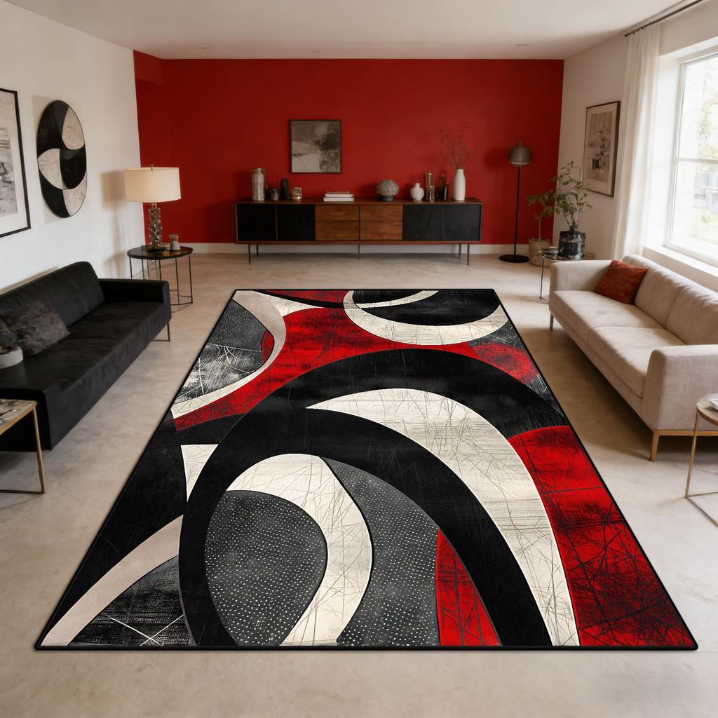 Nordic Abstract Style Large Living Room Carpet Flannel Non-slip Washable Sofa Decoration Rug Bedroom Cloakroom Fluffy Floor Mat