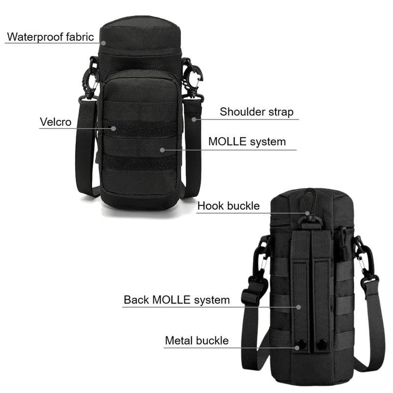 Motorcycle Bottle Holder Motor Insulated Kettle Bag Quick Release Water Cup Holder With MOLLE System On Motorbike Bag