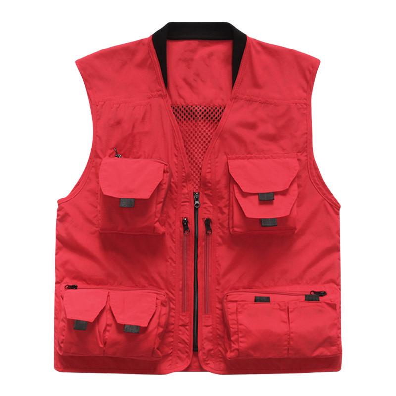 Men's Breathable Multi-Pocket Workwear Vest - Customizable Logo for Outdoor Volunteers