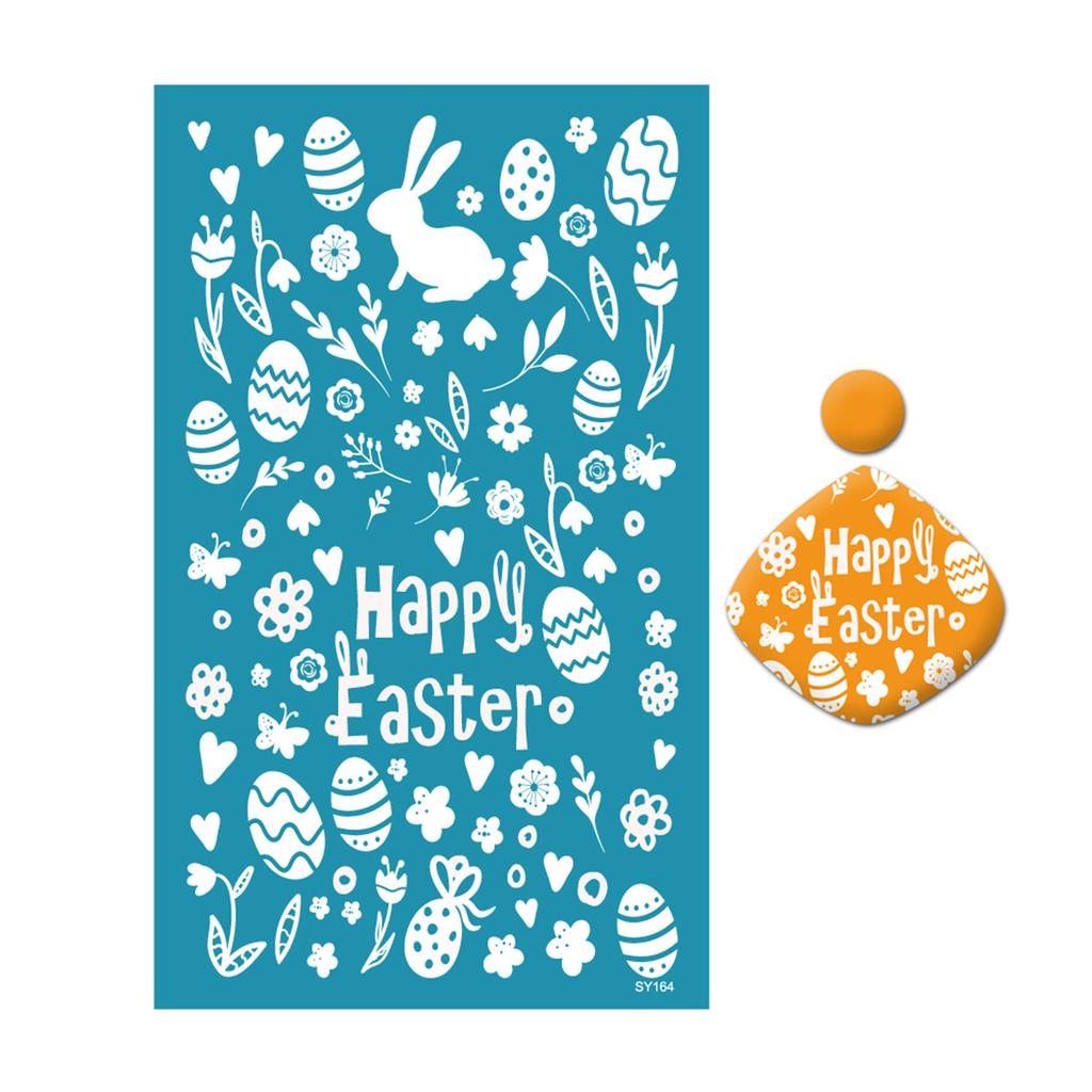 Easter Rabbit Silk Screen Stencils for Clay Reusable Silkscreen Print for DIY Printing On Clay Jewelry Earrings Decor