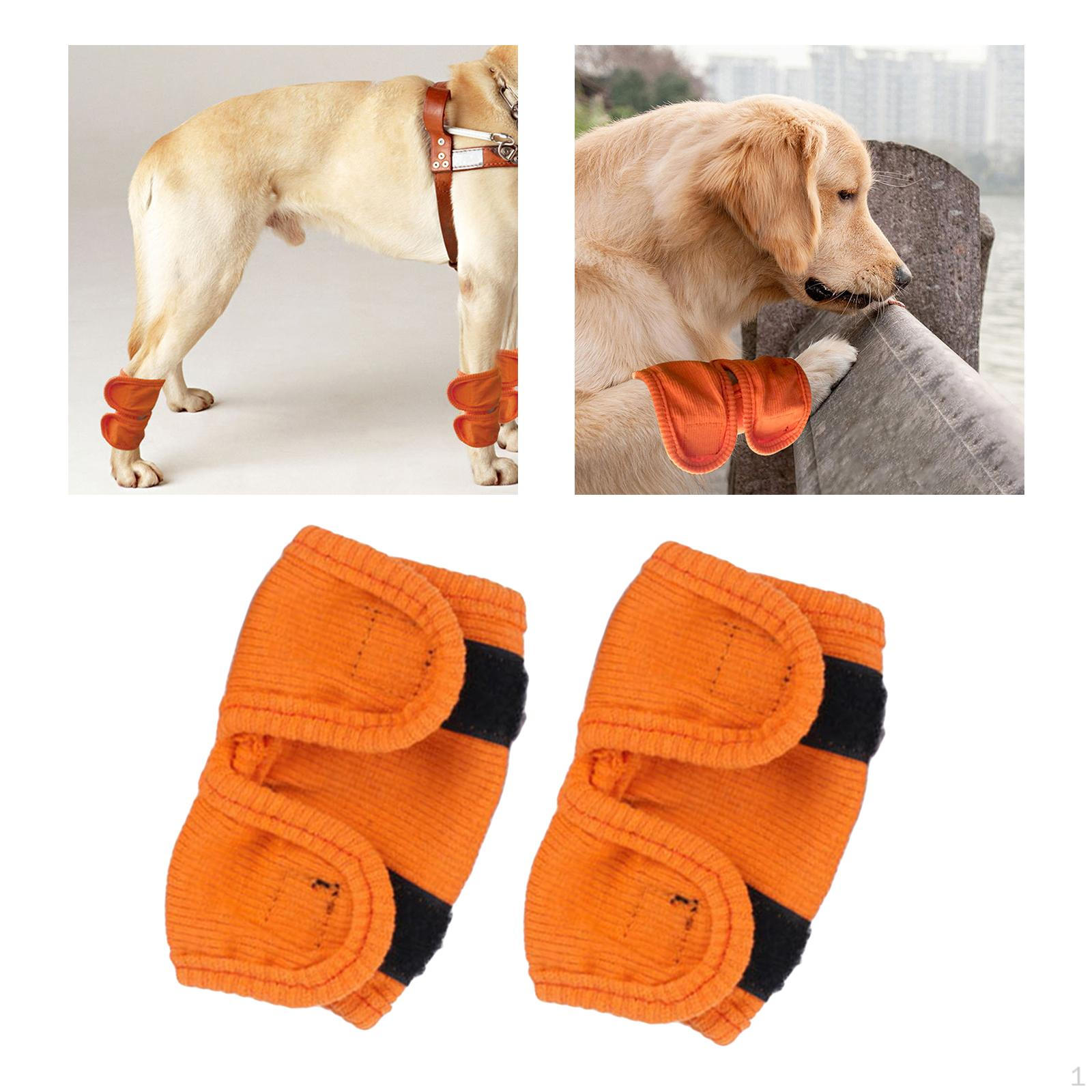 1 Pair Adjustable Pads ,Leg Support Brace Warmer Protective Sleeve ,Dog Elbow for Orange L