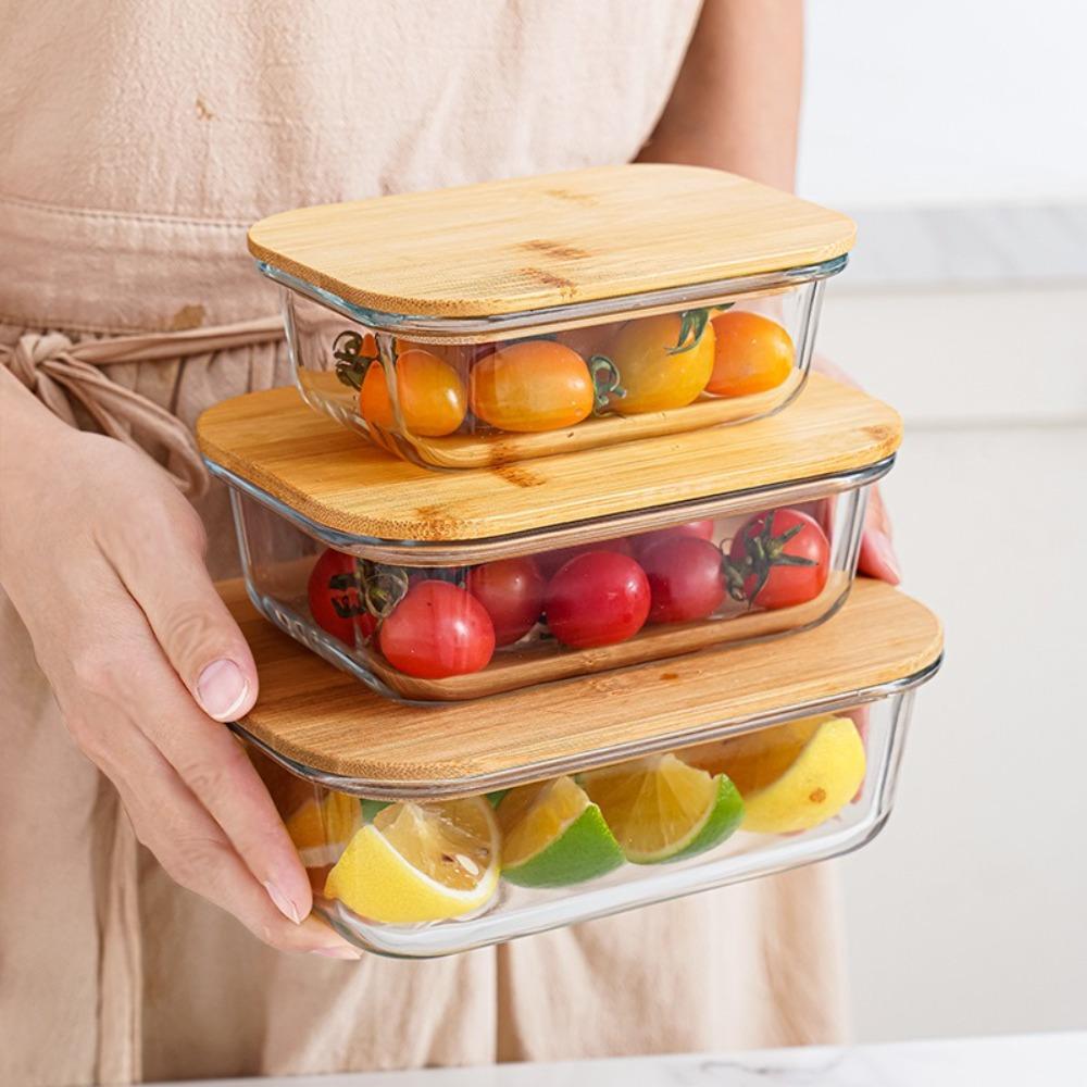 Heat-Resistant Fresh-Keeping Box Glass Office Worker Bento Box Microwave Oven Lunch Box  Office