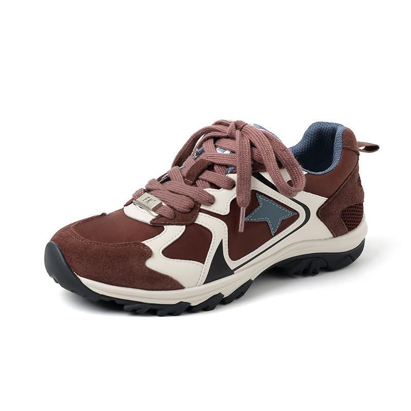 

Праздник Весны не является доказательством~ Xiaohong su популярные повседневные спортивные туфли 2025 весна и лето коровья кожа шнуровка звезда немецкие тренировочные туфли 40 бежевый