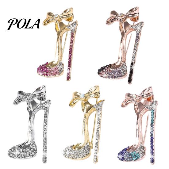 Brooch Pin, High Heels Bow Shape Lapel Pin with Sparkling Rhinestones, Women Badge for Suits Coats Bags Accessories