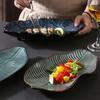 Ceramic Tableware Irregular Leaves Dinner Plate Decorations Sushi Dish Home Restaurant Large Fish Plate Dishes and Plates Sets