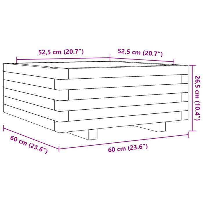 VidaXL Planter 60x60x26.5 Cm Impregnated Pine Wood, Outdoor Planter, Flower Box, Plant Box, Planter Box of 847302