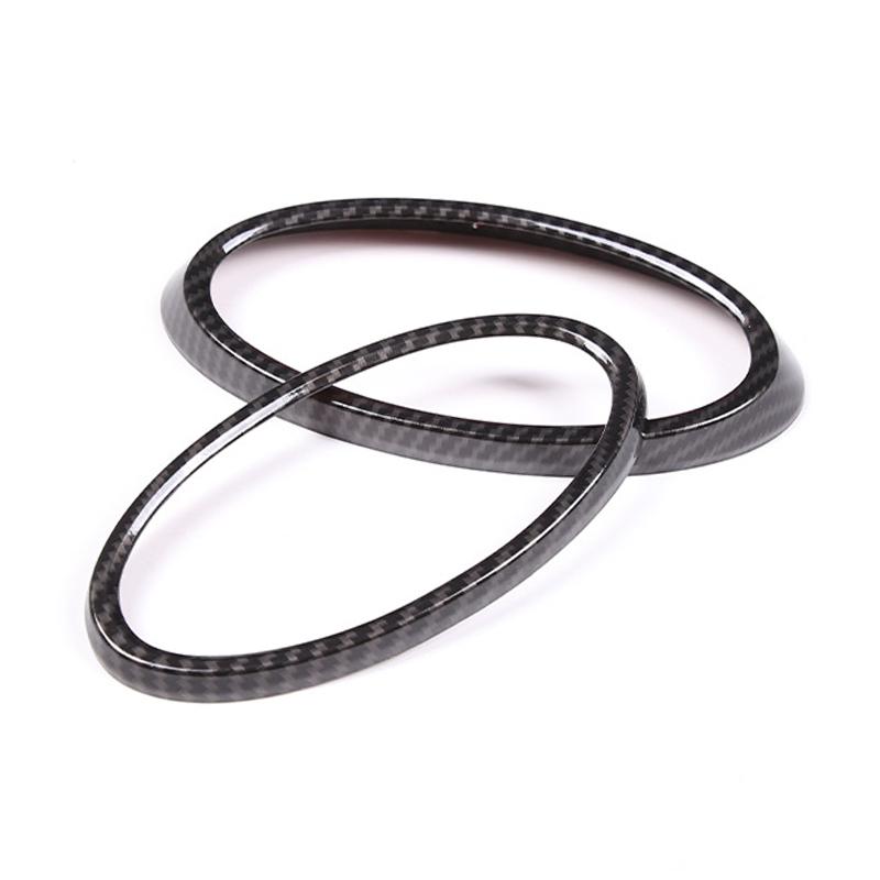 Black Carbon Fiber Texture ABS Car Exterior Front & Rear Emblem Badge Ring Cover Trim Kit Fit for Subaru XV New