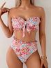 European And American Trend Printing Split Swimsuit Female Sexy Fungus Edge Bikini Suit