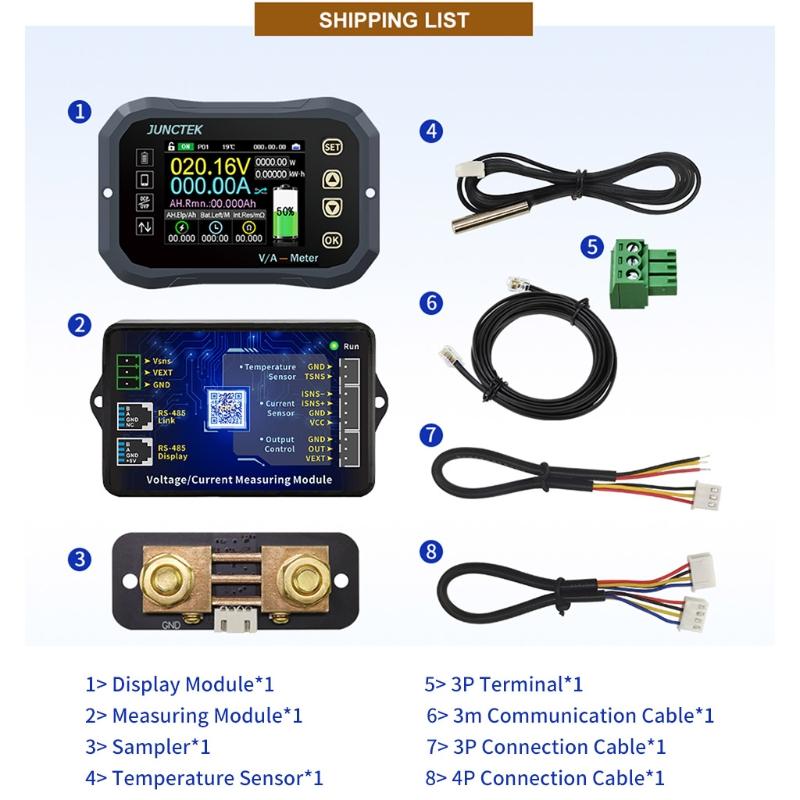 Multipurpose Battery Coulometer Voltage Current Tester Temperature Meter KW Display App Control Real-time Monitor