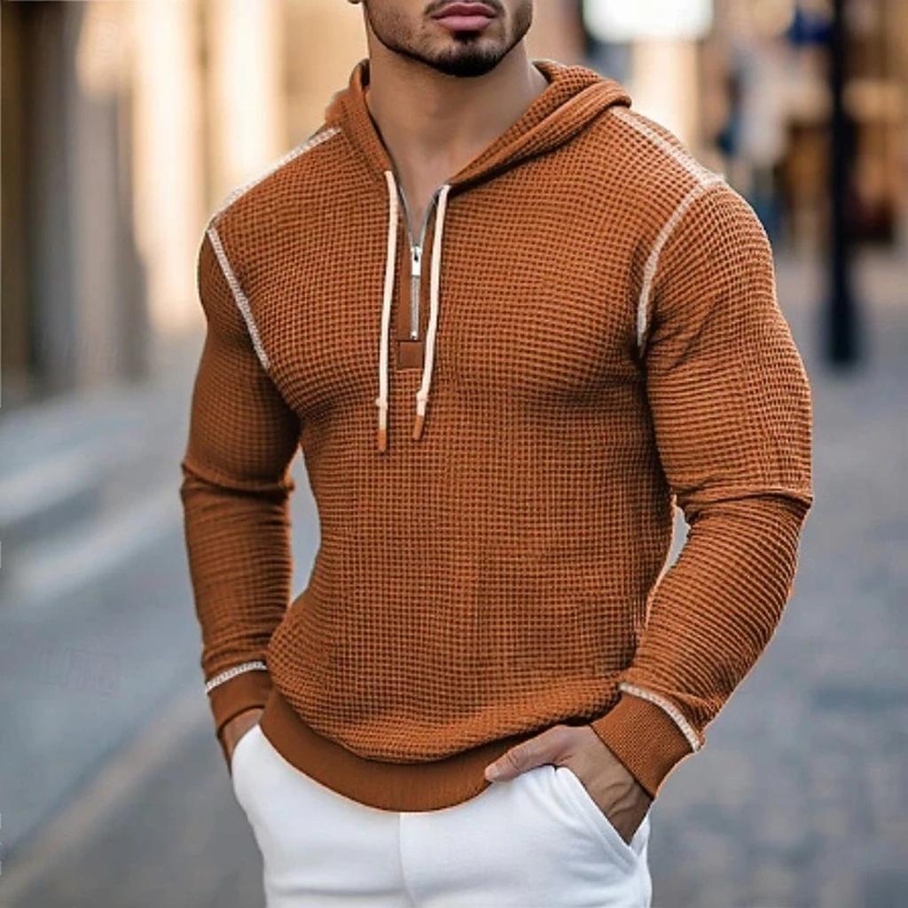 Men's Casual Fashion Sweatshirt Men's Drawstring Half Zip Hoodie