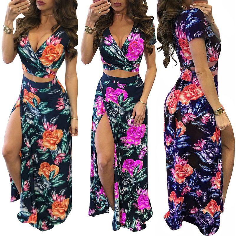 M482 Cross-Border Boutique European and American Popular Amazon Independent Station Classic Floral Hot Sale Dress Two-piece Set