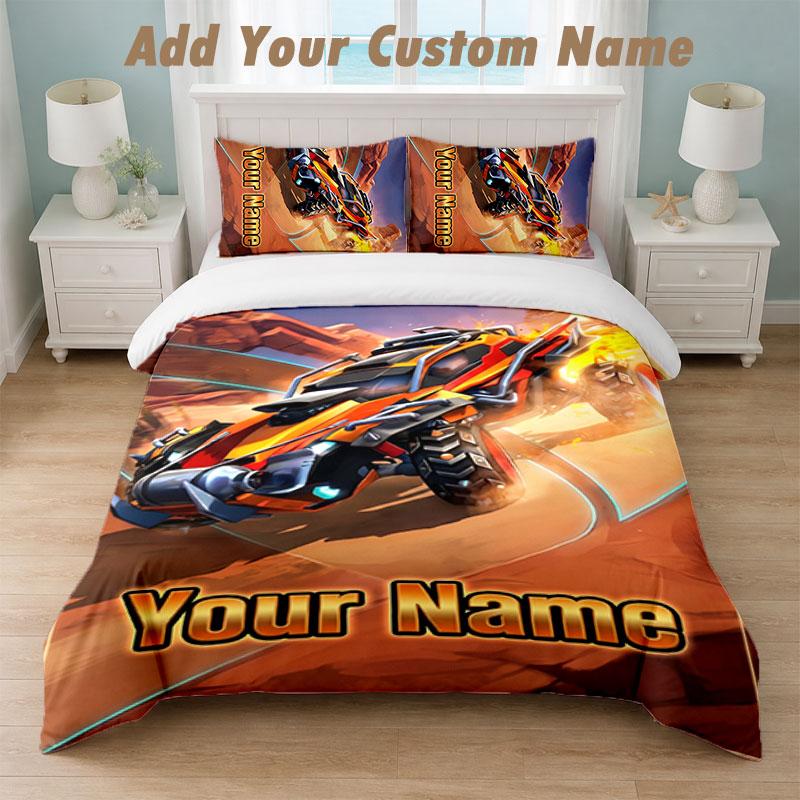 Bettwäsche-Set 1 Bettbezug 2 Kissenbezüge Rocket League Aufdruck Weiche Bettwäsche Schlafzimmer Dekor