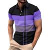 Striped color blocking print - Men's casual short sleeved T-shirt