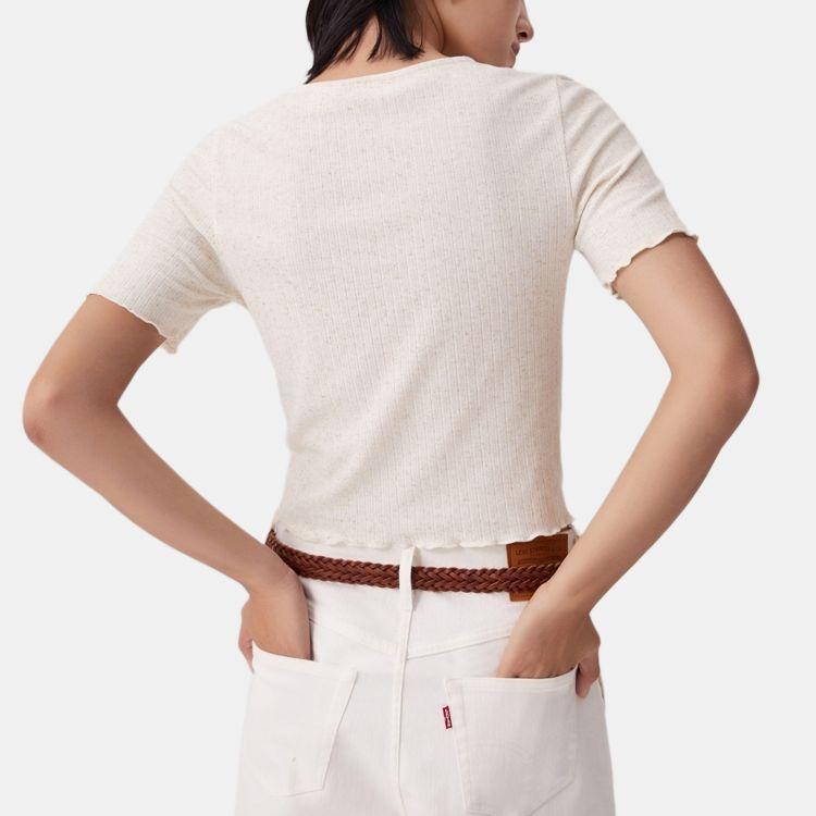 Levis Vintage Soft Comfortable Slim Fit V-Neck Short Sleeve T-Shirt Women T-Shirts 003HZ-0001