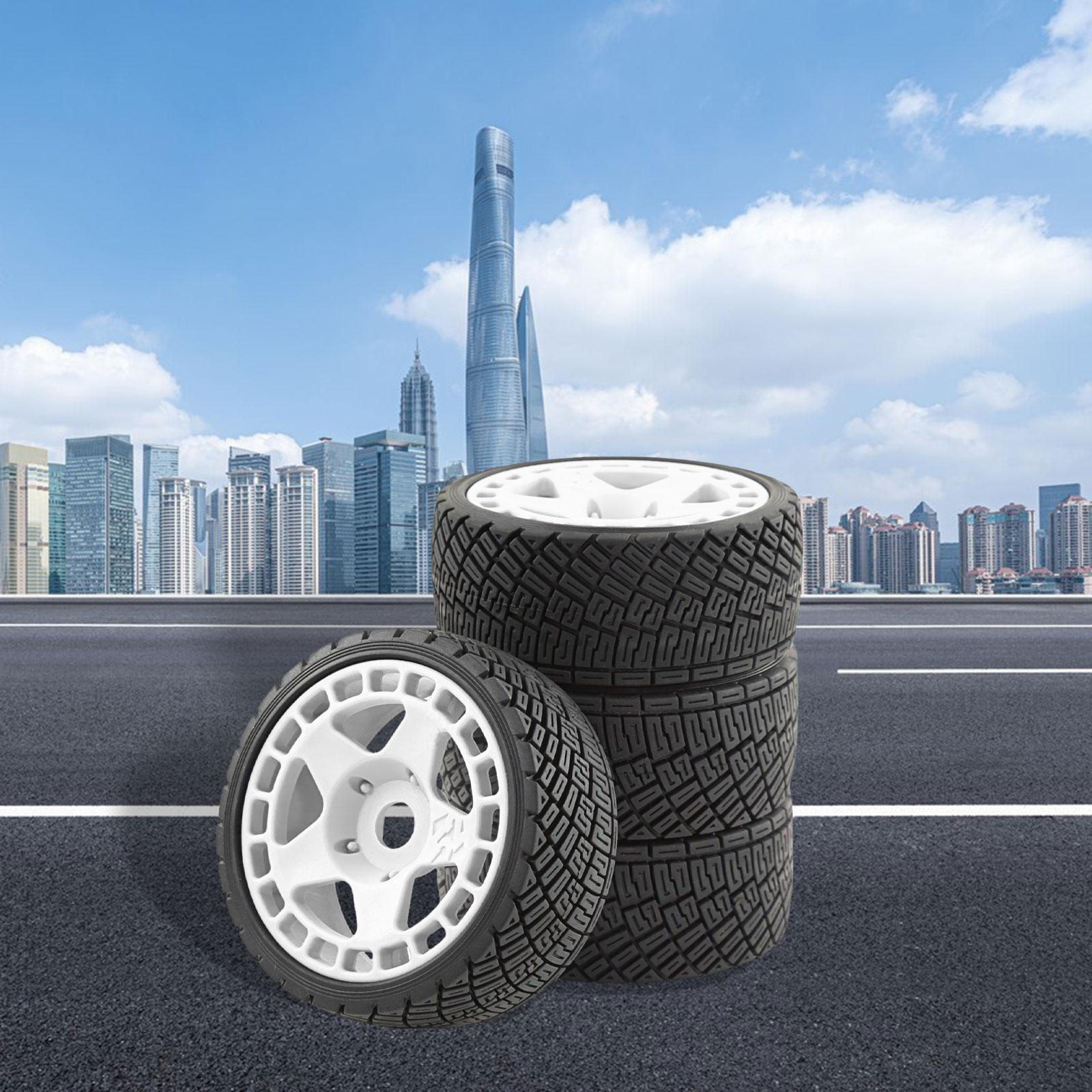 

4 шт. Автомобільні колеса та шини на радіоуправлінні з модифікацією обода колеса. Міцна змінна гонка білий