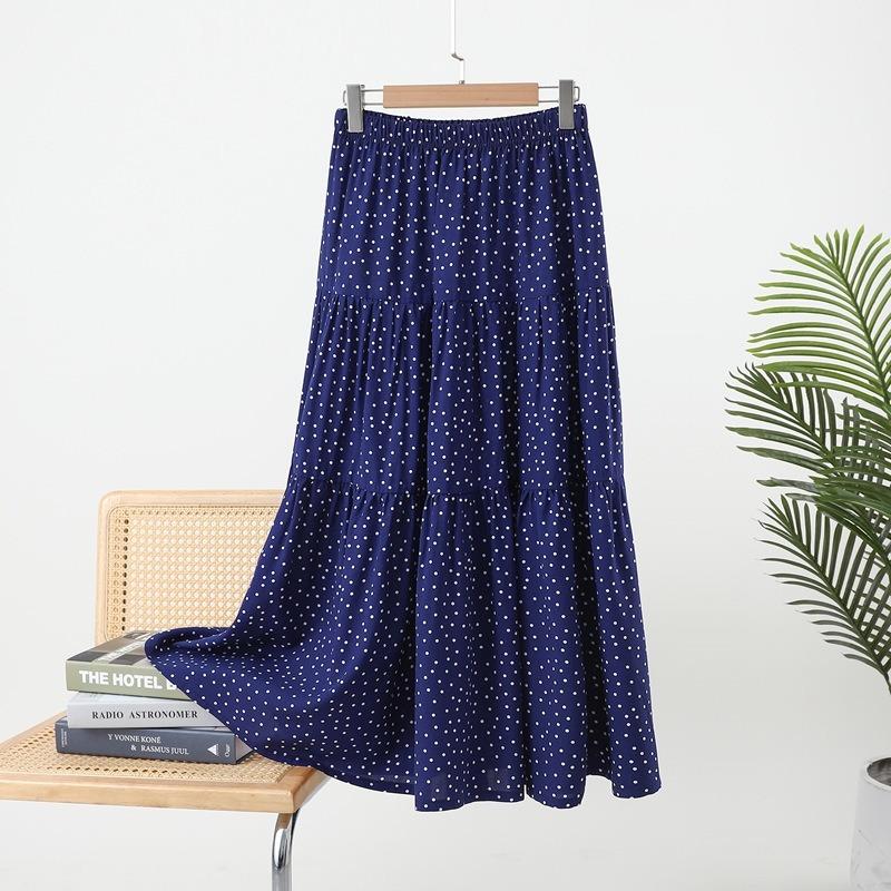 Women's Chaotic Pleated Fashion Floral Half-body Skirt Spring and Summer New Cover Crotch Thin A-line Skirt Printing Splicing Cake Long Skirt