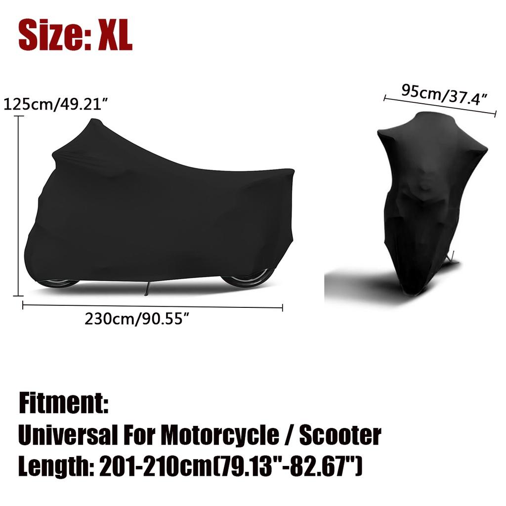 Bâche Pare-Soleil Anti-UV Anti-Poussière pour Moto Intérieur Extérieur Protection Tissu Élastique Noir M-3XL Housse pour Moto Scooter