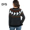 Damen Pullovermantel, Rundhalsausschnitt, Langarm, Geistermuster, Halloween-Strickjacke, Einreiher, Pullover, Strickjacke