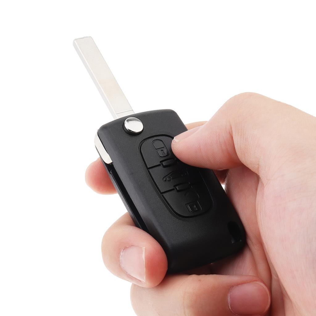 3tlačítkový náhradní skládací klíček do auta pro 207 307 308 407 / Citroen C1 C2 C3 C4 s kroužkem na klíče, šroubovákem, skořepina klíče do auta odolná proti opotřebení
