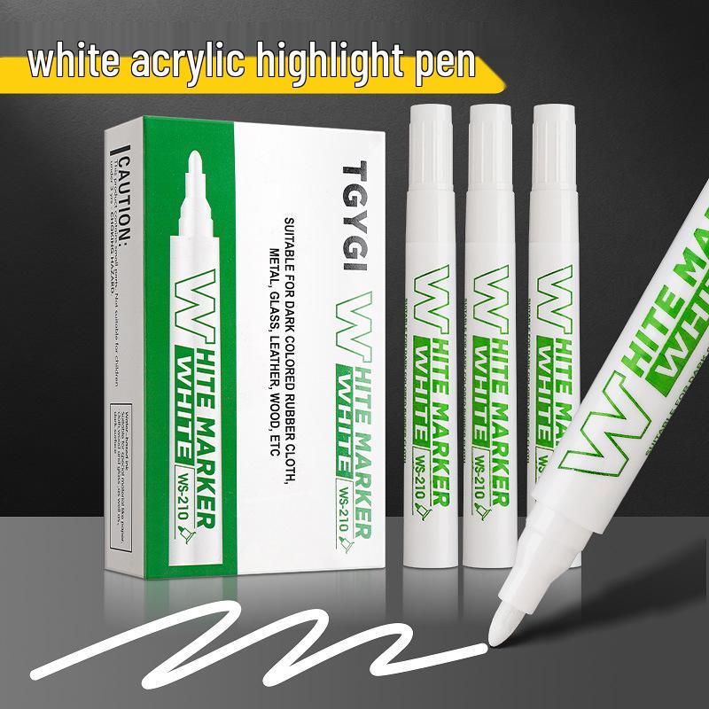 Double-Ended White Acrylic Marker: Soft & Hard Tips, Waterproof, Fade-Resistant for DIY and Graffiti Art.