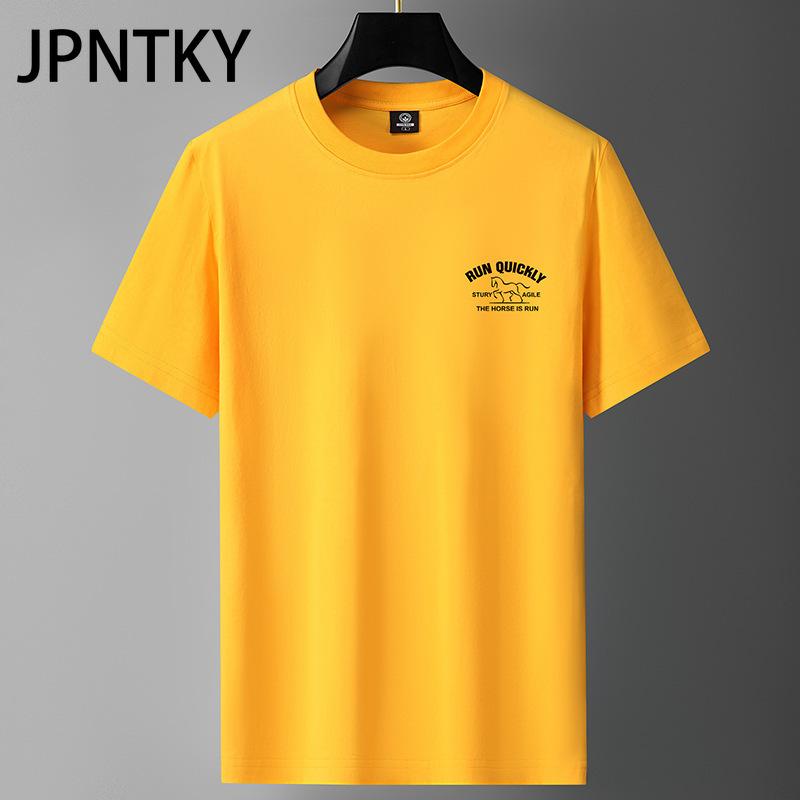 JPNTKY Bawełniany T-shirt z Krótkim Rękawem Męska Moda Luźna Koszulka z Półrękawem Drukowana Współczująca Koszulka