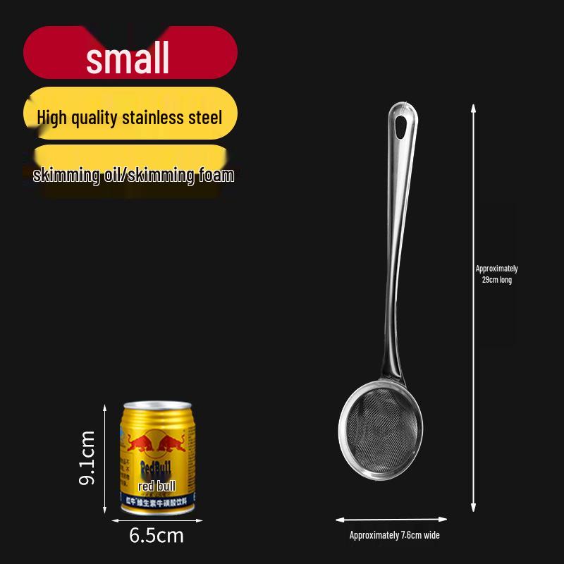 Stainless Steel Slotted Skimming Spoon & Mesh Sieve for Oil Separation and Foam Filtering in Kitchens
