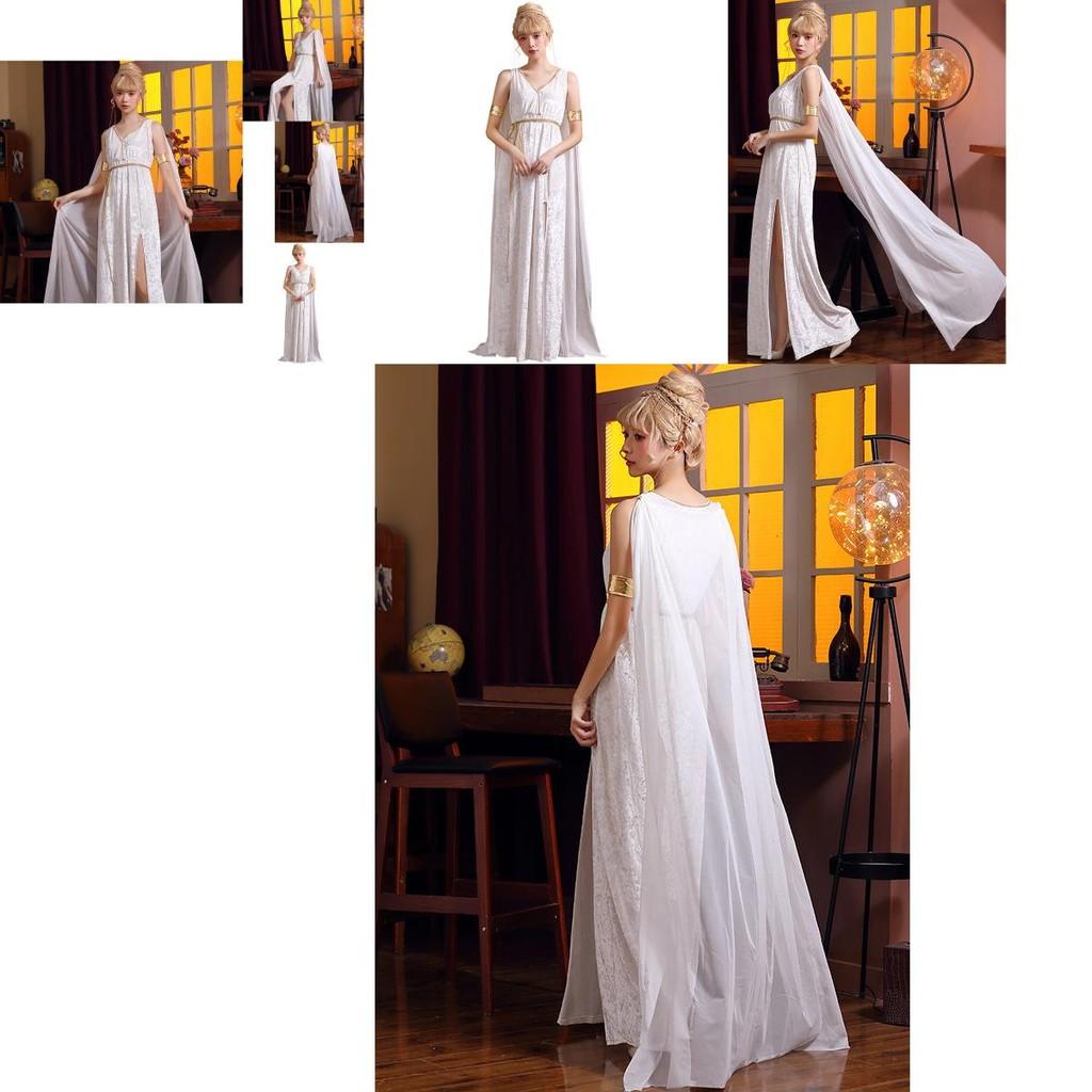European Fantasy Costume For Women With Deep V Neck And Slit Skirt For Halloween Parties