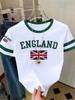 Summer Women's England Print Round Neck Short Sleeve T-Shirt Summer Graphic Te Jerseys Plus Size Sport T-Shirt Tops