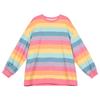 Kawaii Harajuku Women Rainbow Patchwork Hoodie Loose Sweatshirt Top Clothes Casual Hoodies