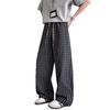 Plaid Pants Men's Loose Summer Can Be Worn Outside Mopping Long New Bf Lazy Men's Casual Pants Ice Silk Thin