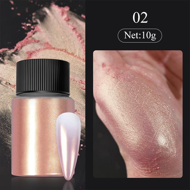 1Bottle White Chrome Pearl Nail Powder Shine Glitter Shell Auroras Nail Dust Mirror Effect Pigment Manicure Nail Art Decoration